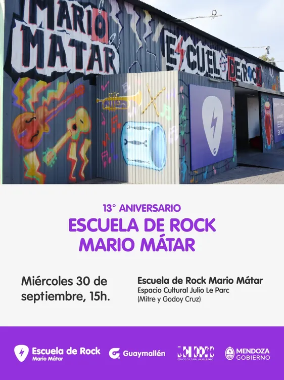 Guaymallén - escuela de rock Mario Mátar flyer aniversario
