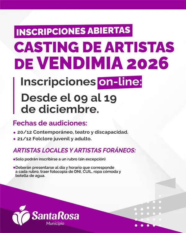 Santa rosa - casting vendimia 2026 flyer
