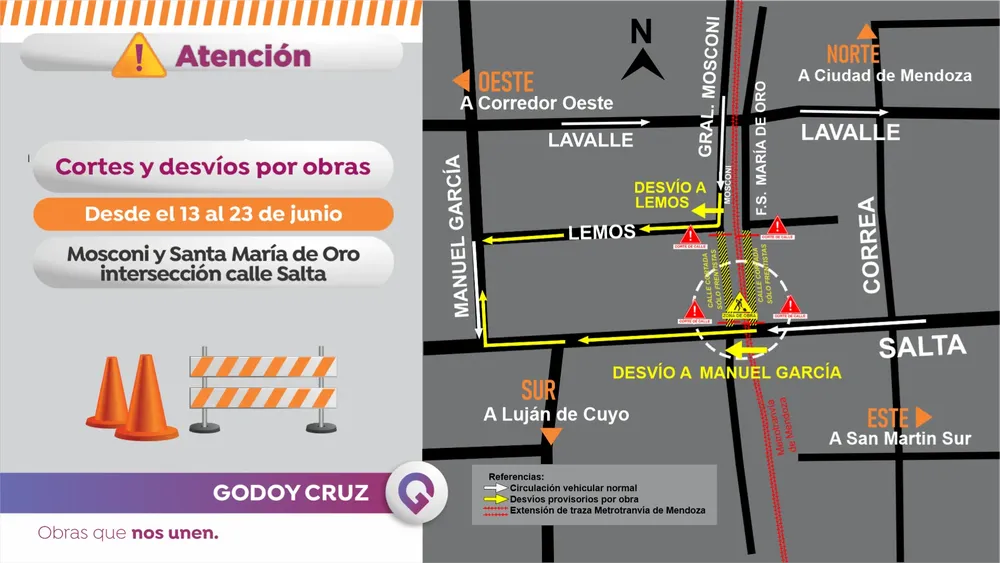 Godoy Cruz corte de transito por ampliacion metrotranvía