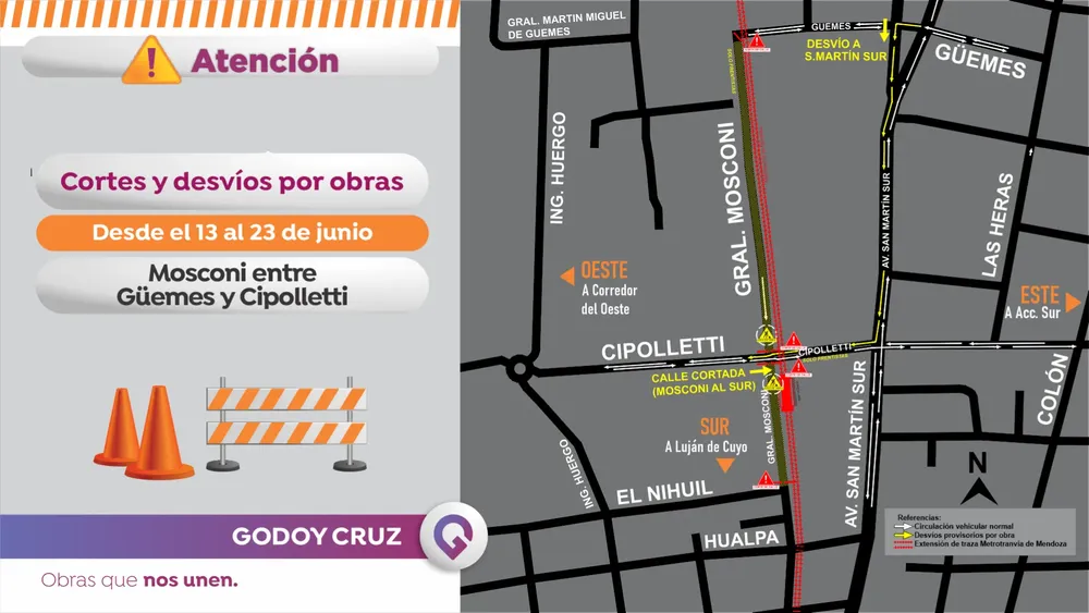 Godoy Cruz corte de transito por ampliacion metrotranvía 2